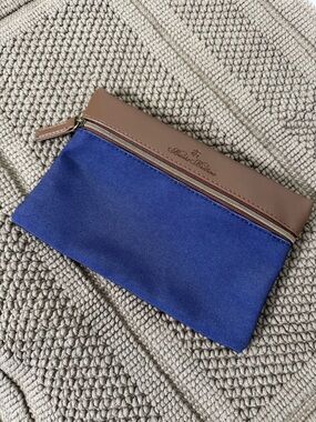 Brooks Bros First Class United Blue Canvas and Brown Toiletry Pouch